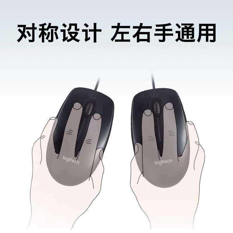 Проводная оптическая мышь Logitech M90 для компьютера и ноутбука, для дома, универсальная симметричная для правой и левой руки