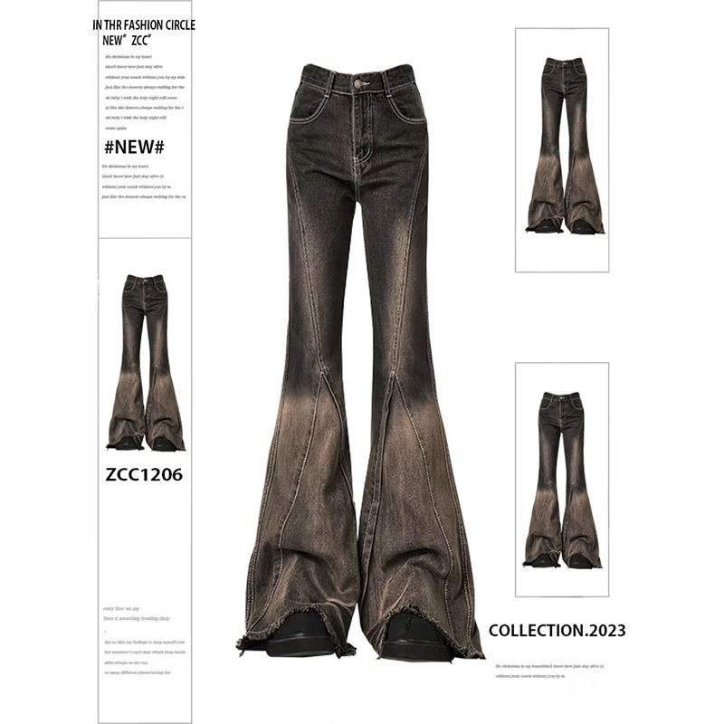 Pantalones Jeans Acampanados Estilo Vintage, Poliéster, para Uso Diario