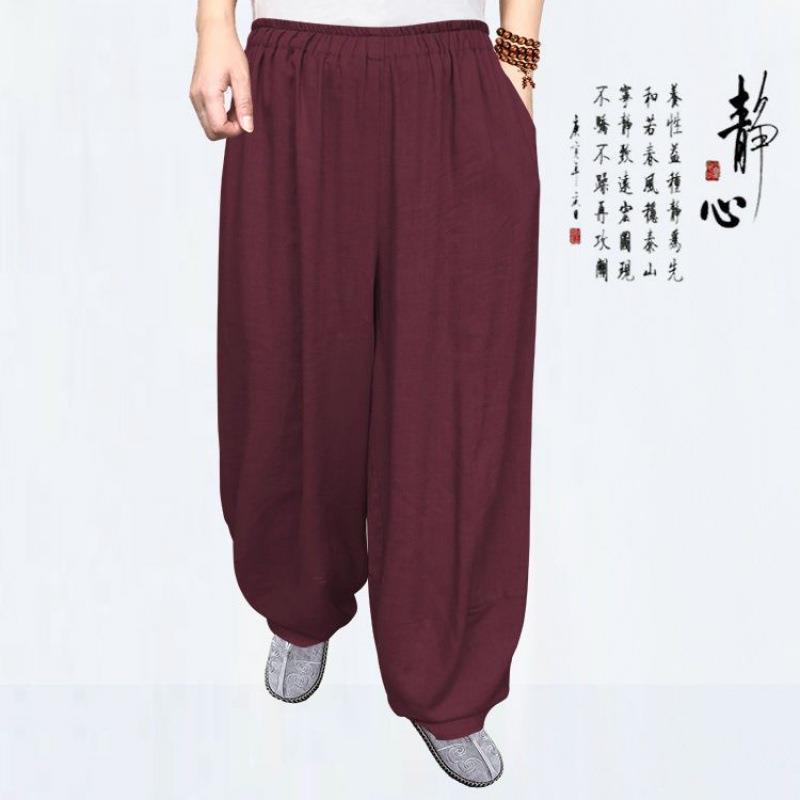 Nuevos pantalones de monje, algodón y lino para hombre, leggings gratis de verano, ropa de meditación para laicas, ropa fina, ropa de práctica suelta de lino, pantalones casuales
