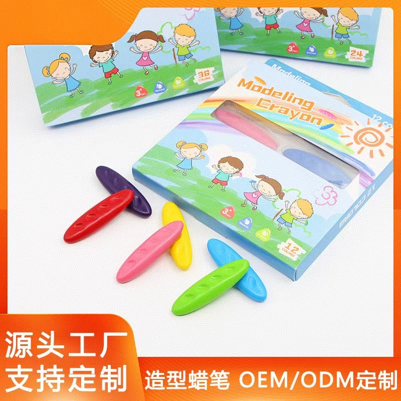 Plastic children's cartoon crayons for kindergarten, 3D, washable