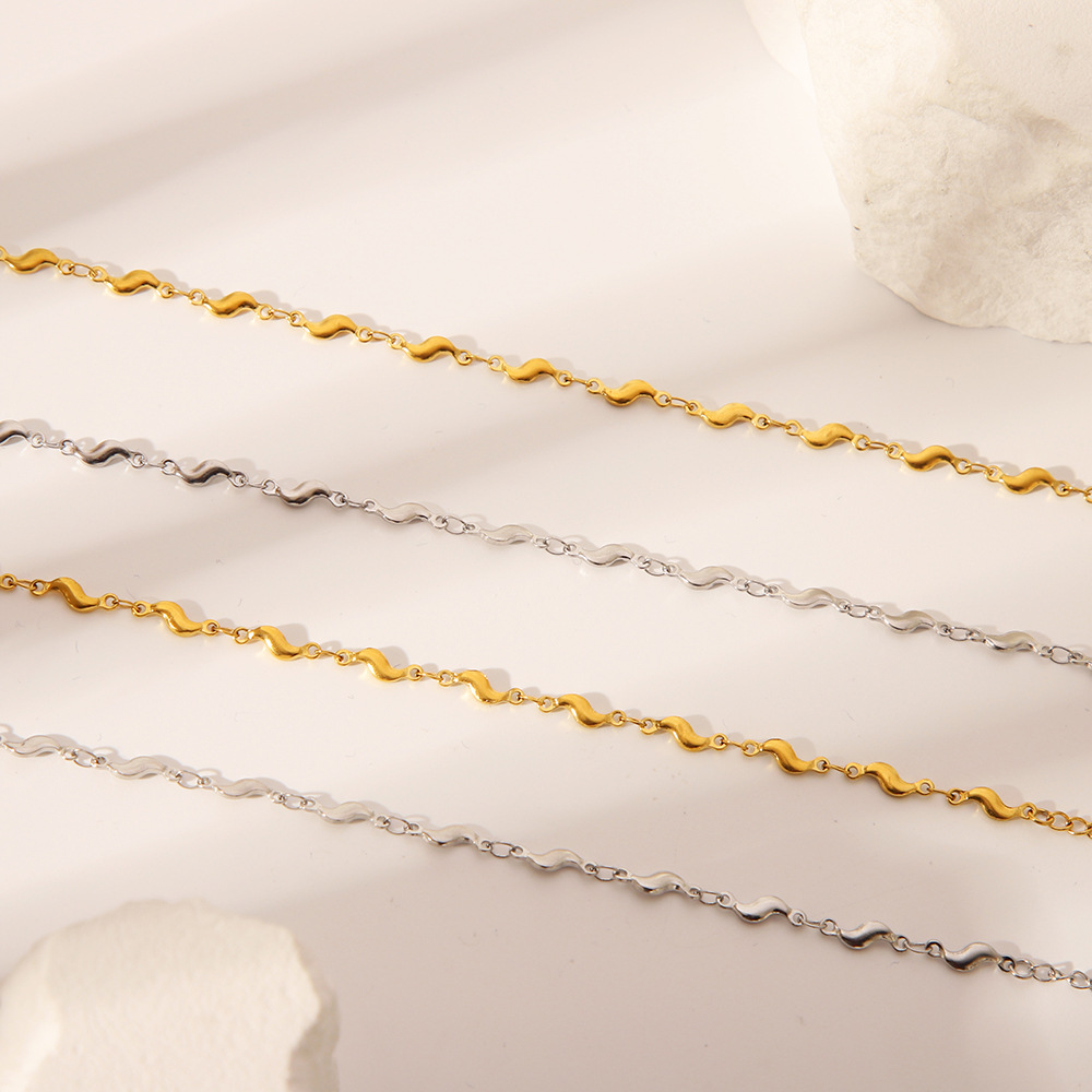 INS viento acero inoxidable simple titanio acero 18 quilates pequeños pimientos rurales ola estilo explosivo transfronterizo conjunto de joyas anti-color