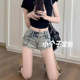 牛仔超短裤女辣妹弹力复古装小个子紧身热裤直筒阔腿跨境专供