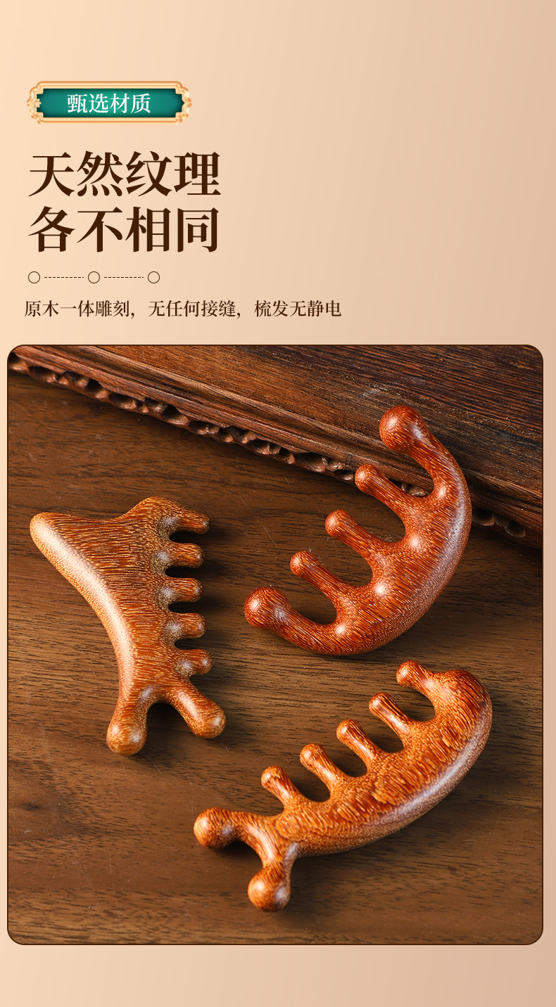 Sandalwood Scalp Massage Comb Five Claw Head Therapy Rake for Meridian Relaxation in use
