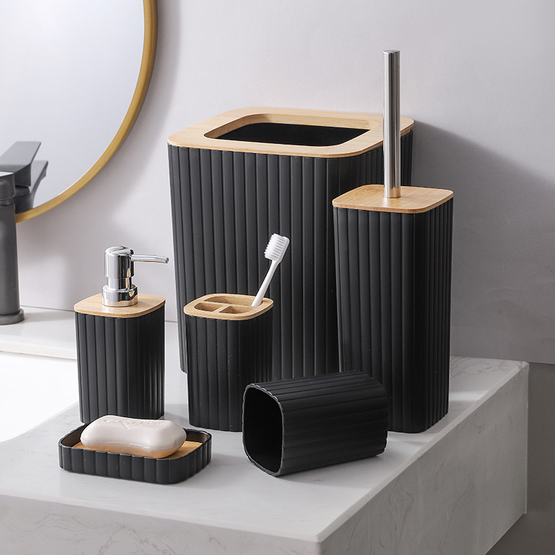 2024 nuevos productos transfronterizos nórdicos residencias set de cepillo de inodoro almacenamiento de inodoro suministros de hotel emulsión de bambú baño