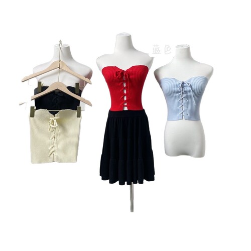 Tube top, one-piece outer wear, women's bottom vest, sexy short coat, knitted wool woven women's clothing factory wholesale