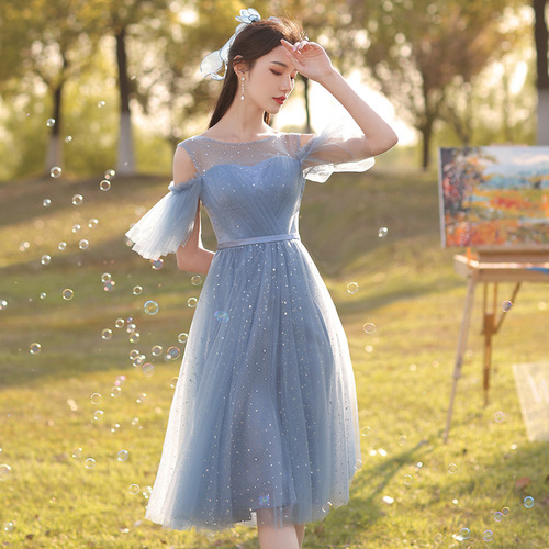 dark blue fairy dress Ethereal Blue Lace Fairy Dress Blue / M main image 1