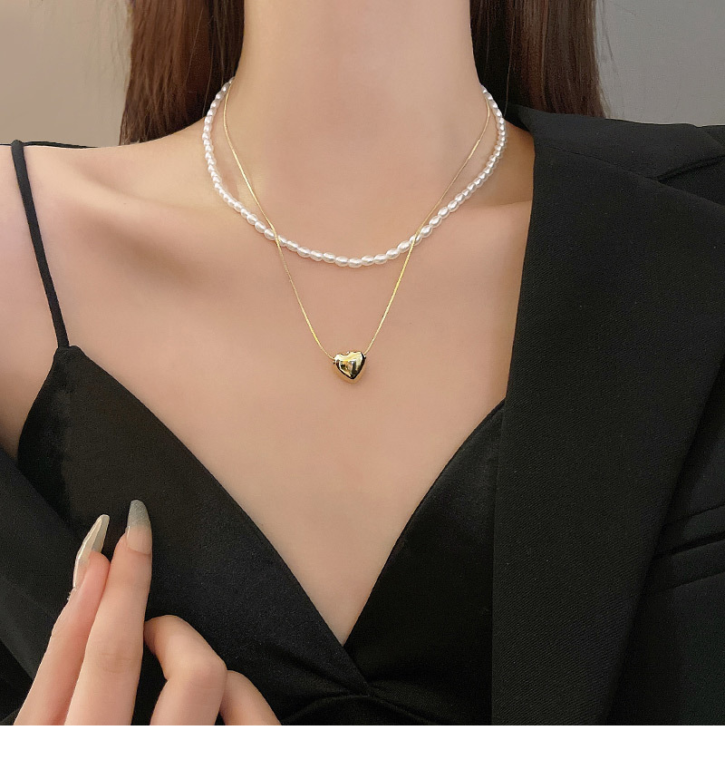 Simple Style Heart Shape Copper Plating Layered Necklaces 1 Piece