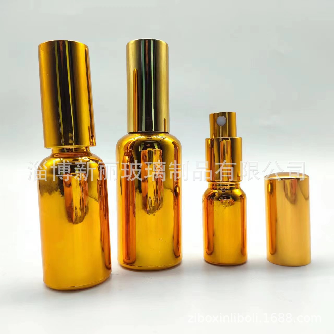 10ml 30ml 50ml电镀金色精油瓶可配喷雾胶头滴管现货批发玻璃瓶