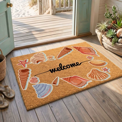 mat, customizable, stain-resistant, wear-resistant, non-slip, Avtomobil döşəmə paspasları - starfish-returns-to-port-4060cm-imitation-coconut-palm