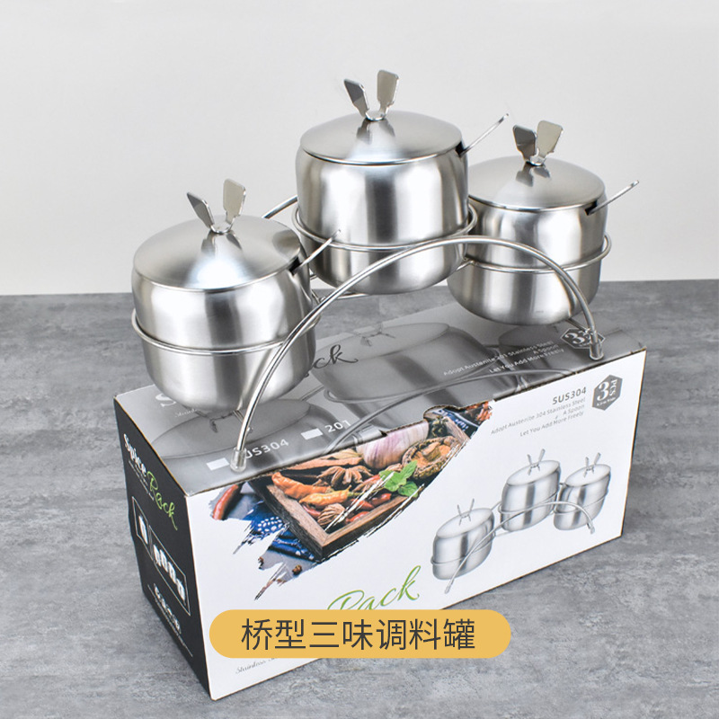 家庭用304食品級韓国式ステンレス調味料缶唐辛子油缶塩缶台所用品調味缶卸売り|undefined