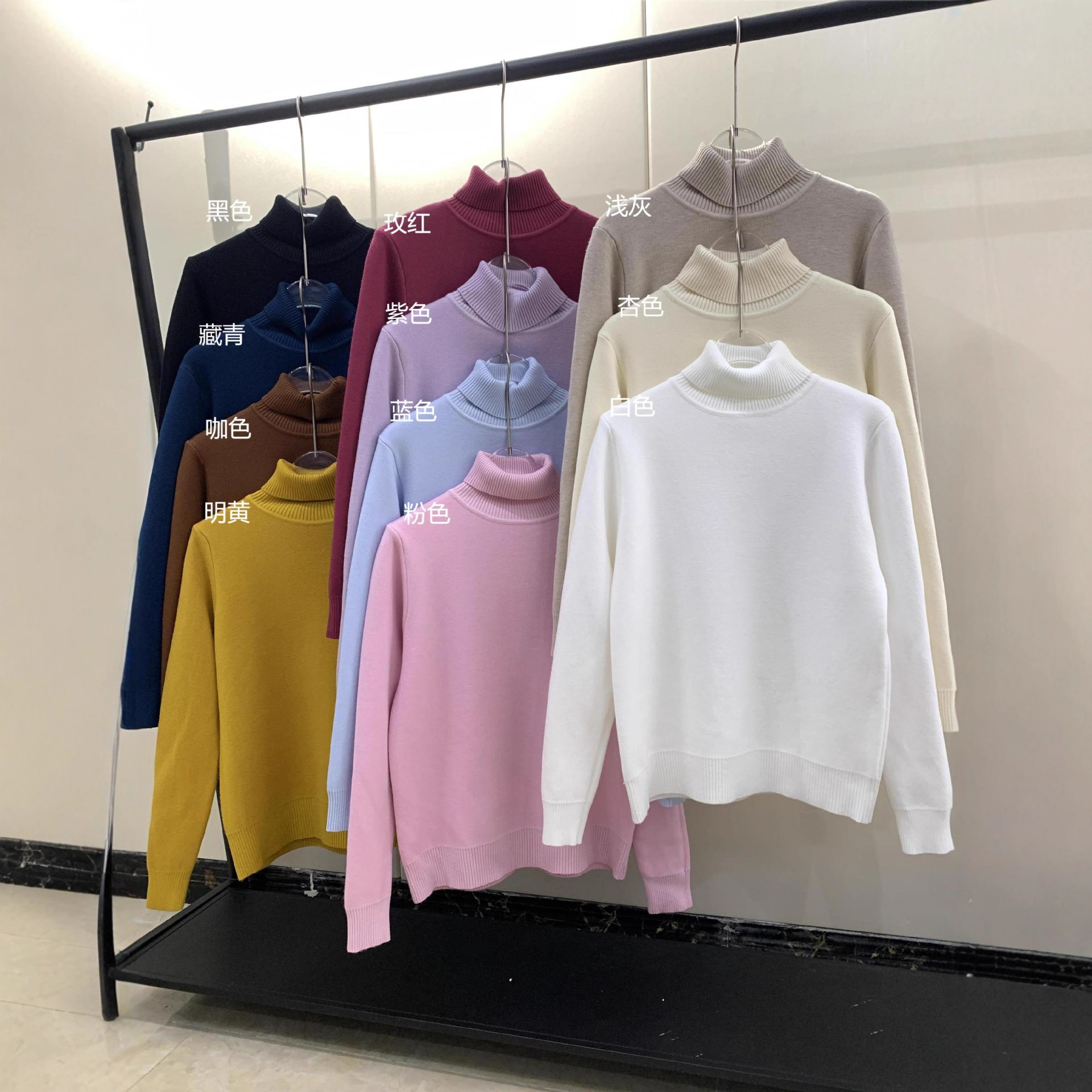 Thirteen Lines Winter Solid Color Half Turtleneck Thickened Warm Knitted Base Sweater for Women, Loose and Versatile Sweater