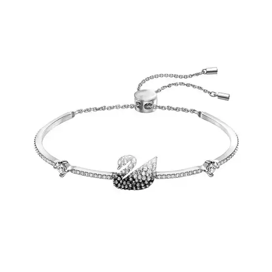 Swarovski Black and Blue Crystal Swan Bracelet — Elegant Korean Style, Drop Shipping Friendly