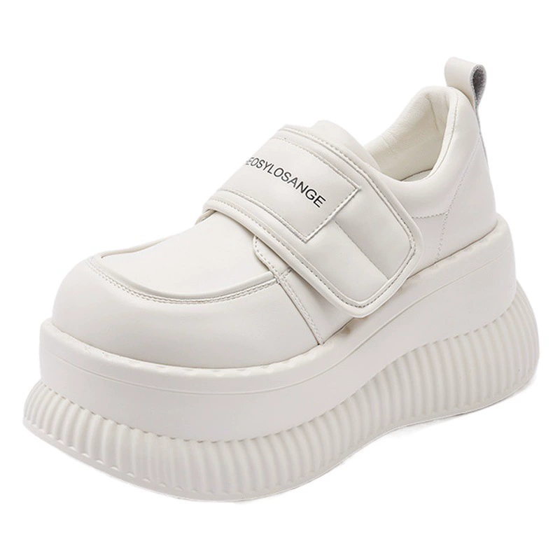 Британские лоферы для женщин весна 2025, на толстой подошве, универсальные, на платформе, маленькие кожаные туфли, увеличивающие рост, для миниатюрных женщин