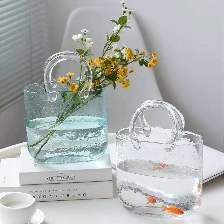 Bolsa de mano creativa vasija de vidrio sala de estar tulipán herruella decoración de flores nórdicas decoración hidropónica