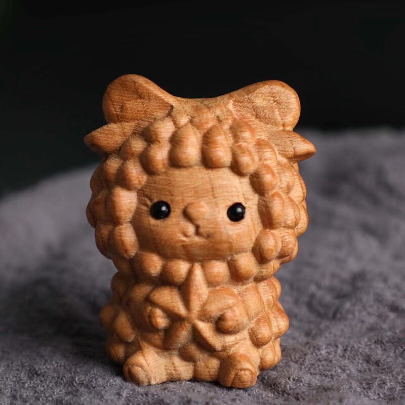 手作りの桃の木の十二生肖の置物の原木のハンドルの竜の牛のネズミの犬はかわいい子供の車の置物を飾ります。|undefined