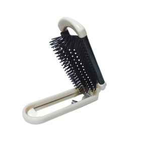 Milky White Portable Comb, Compact and Easy to Carry, with Airbag Handheld Makeup Mirror, Air Cushion Comb, Plastic Multifunctional Folding Comb