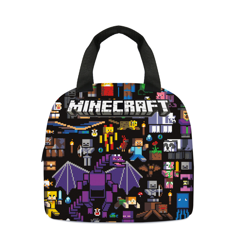 Minecraft ランチバッグ漫画アニメーション小中学生食事バッグ子供用アイスバッグ屋外食事バッグポータブルランチボックスバッグ|undefined