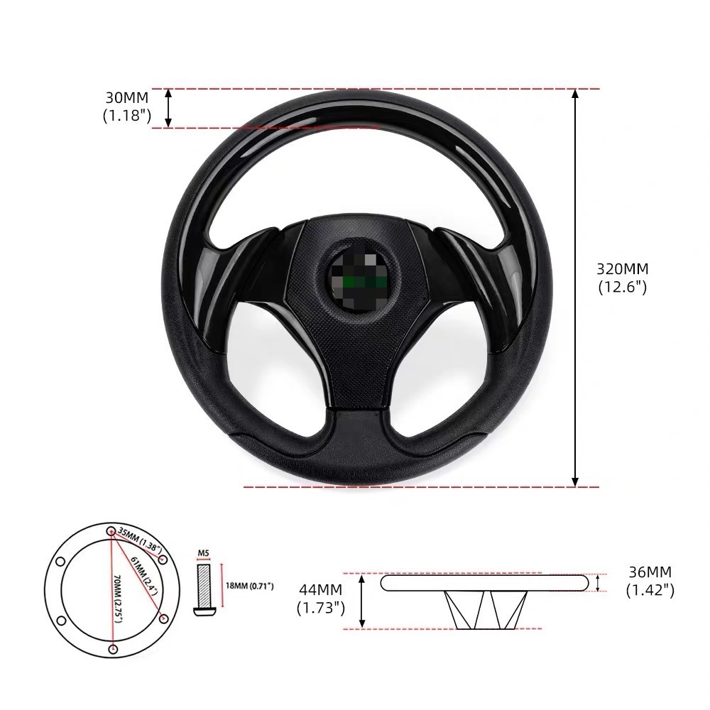 Customized Car Steering Wheel PU Imitation Racing Steering Wheel for Kart Racing Games 13inch Universal Steering Wheel