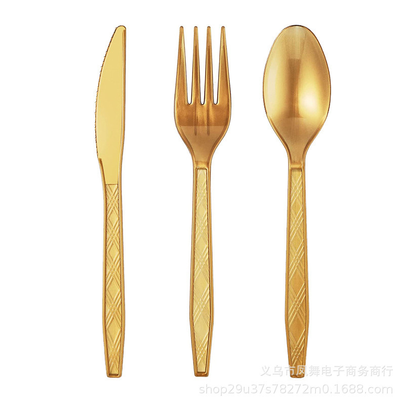Manufacturer Wholesale Hot Selling Color Ready-Made Textured Plastic Knife, Fork and Spoon Cake Fork Disposable Knife, Fork and Spoon Spoon