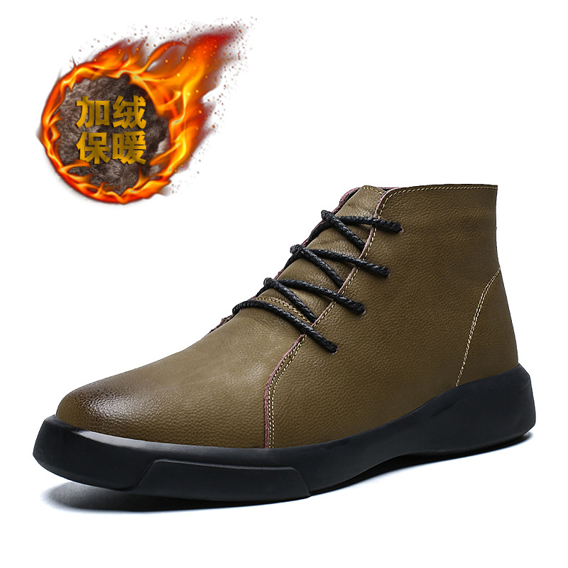 Más tamaño transfronterizo otoño e invierno botas amarillas martin de los hombres algodón estilo coreano antideslizante resistente al desgaste cálido al aire libre botas casuales