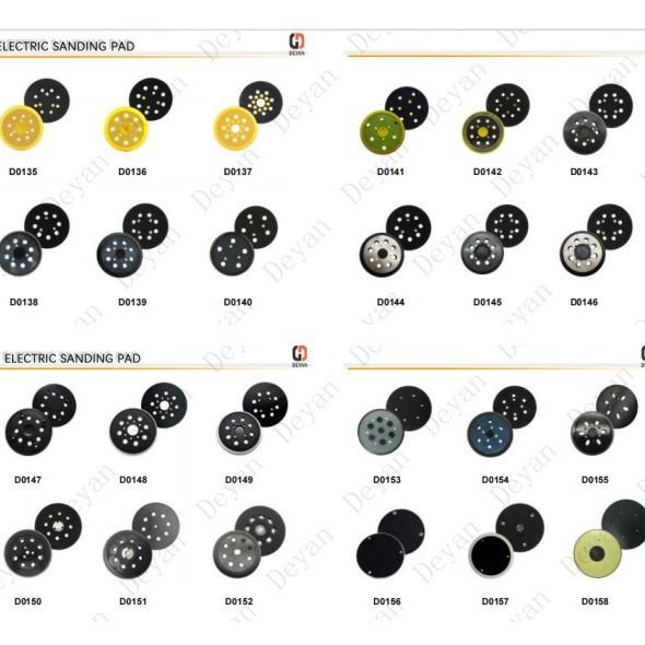 外贸货源5寸8孔3钉黄色电动抛光盘自粘植绒砂纸打磨盘打磨机底盘