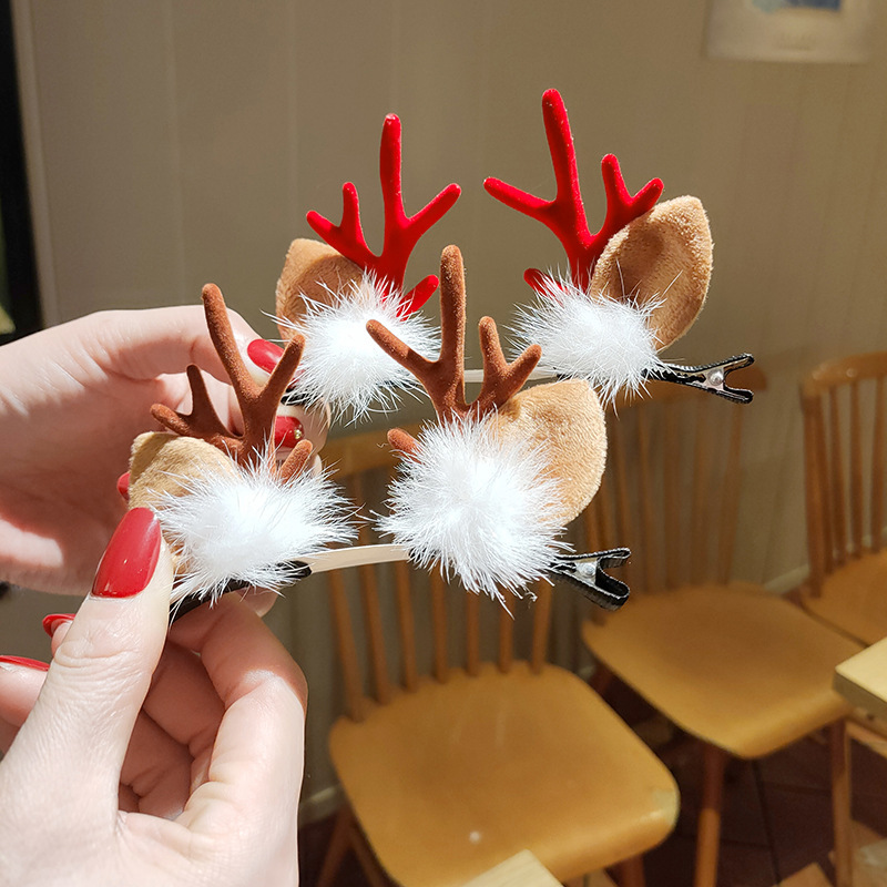 New Christmas Elk Hairpin Hair Accessories Cartoon Duckbill Clip Antlers Christmas Tree Hairpin Headdresspicture13