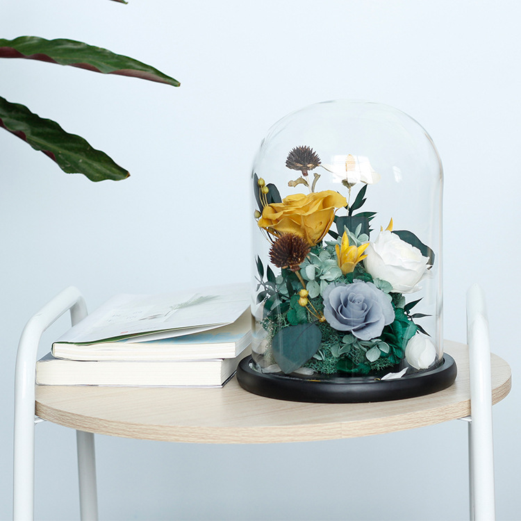 Yunnan inmortalidad flor japonesa cubierta de vidrio tricolor rosa pequeña flor del príncipe tiempo flores secas regalos de San Valentín al por mayor