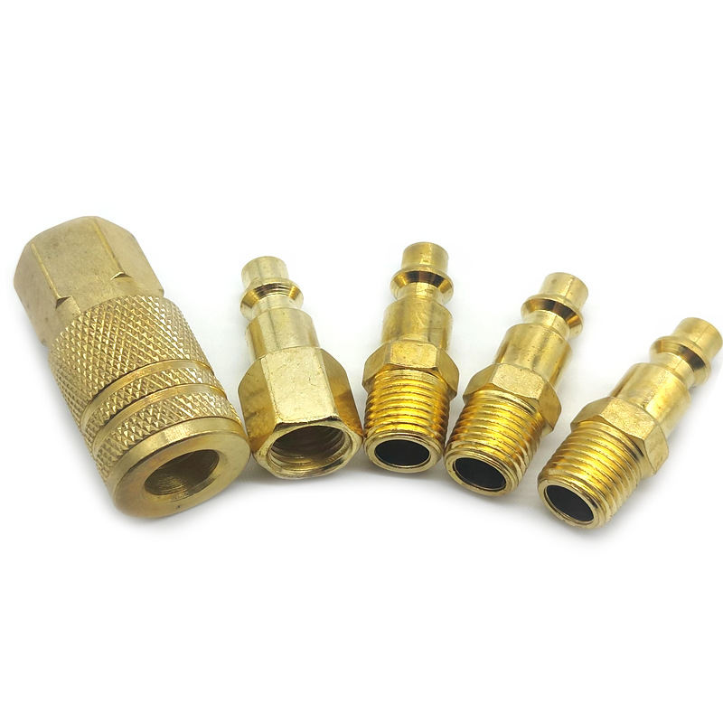 Amazon 1/4 conector rápido americano 5-pieza conector de latón blister embalaje tubo de aire conector herramienta neumática