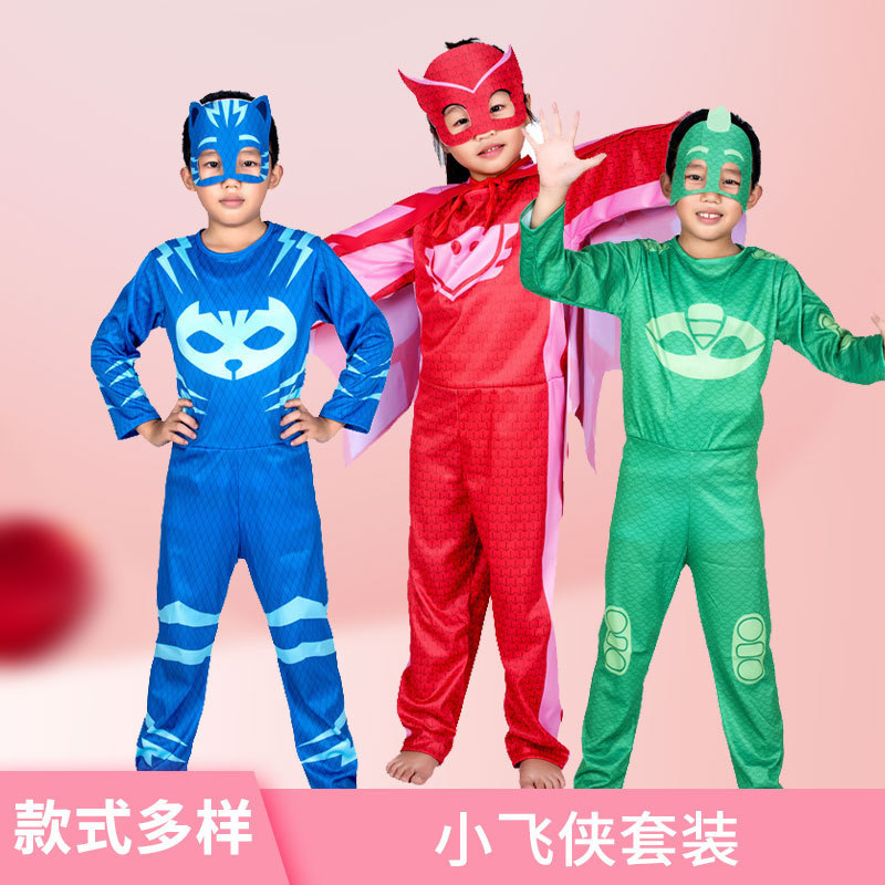Halloween Masked Pajamas Man Boys Pajamas Peter Pan Suit Pajamas Little Hero Masked Pajamas Man Children