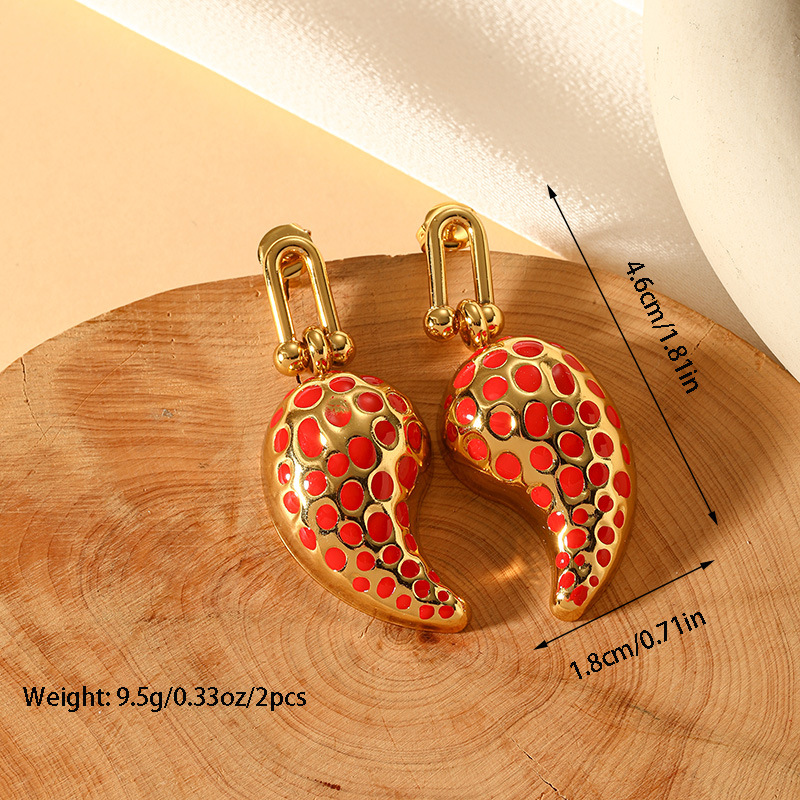 Daily Occasion 1 Pair IG Style Water Droplets Enamel Plating Titanium Steel Drop Earrings