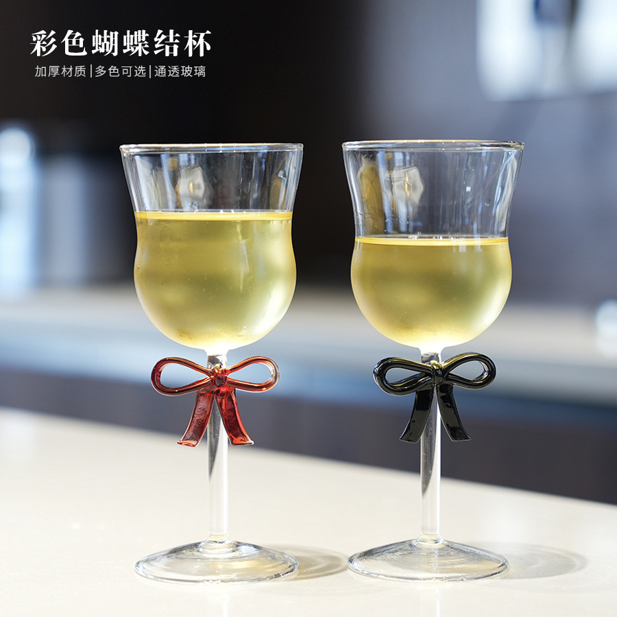 Copas de champán con lazo creativo para el hogar Copas de vino tinto frescas y altas Copas de vino Vintage Tazas de vino dulce vintage