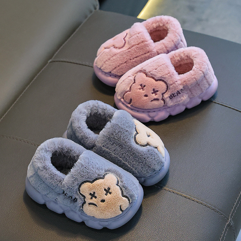 Otoño y invierno zapatillas de algodón para niños, hombres y mujeres, 2025 nuevos zapatos de algodón cálidos y de terciopelo para niños mayores y niños