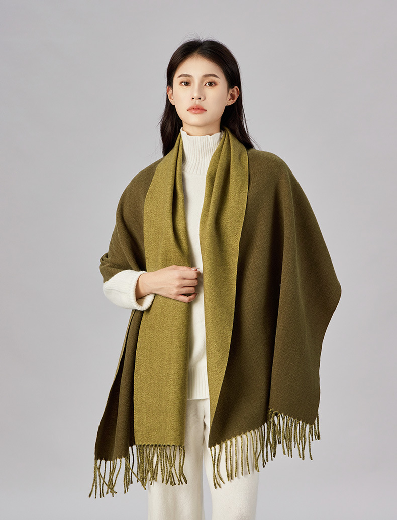 Zweifarbiger, länglicher Kaschmirschal, hochwertiger Schal für Damen im Herbst und Winter, warmer Schal für Herren_voghion.com