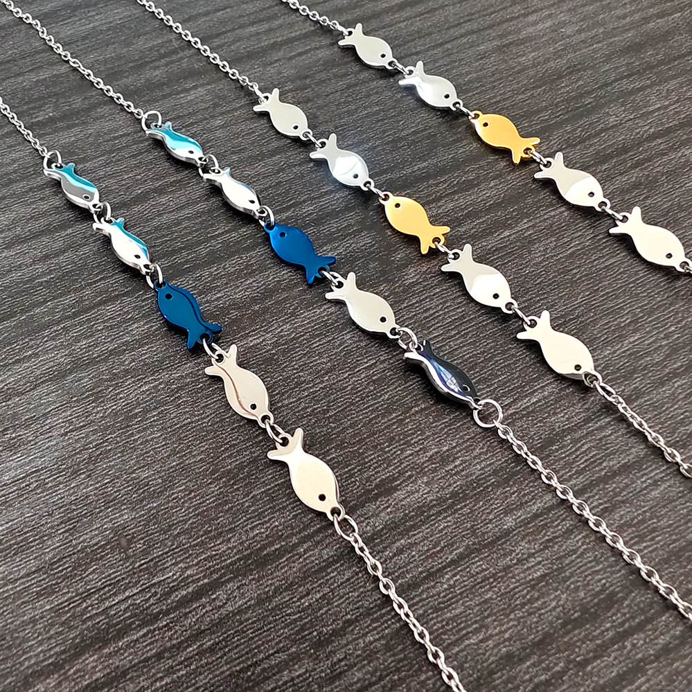 Necklace + Jewelry Quantity Wholesale Jewelry Marine Style Fish Titanium Steel Jewelry Set