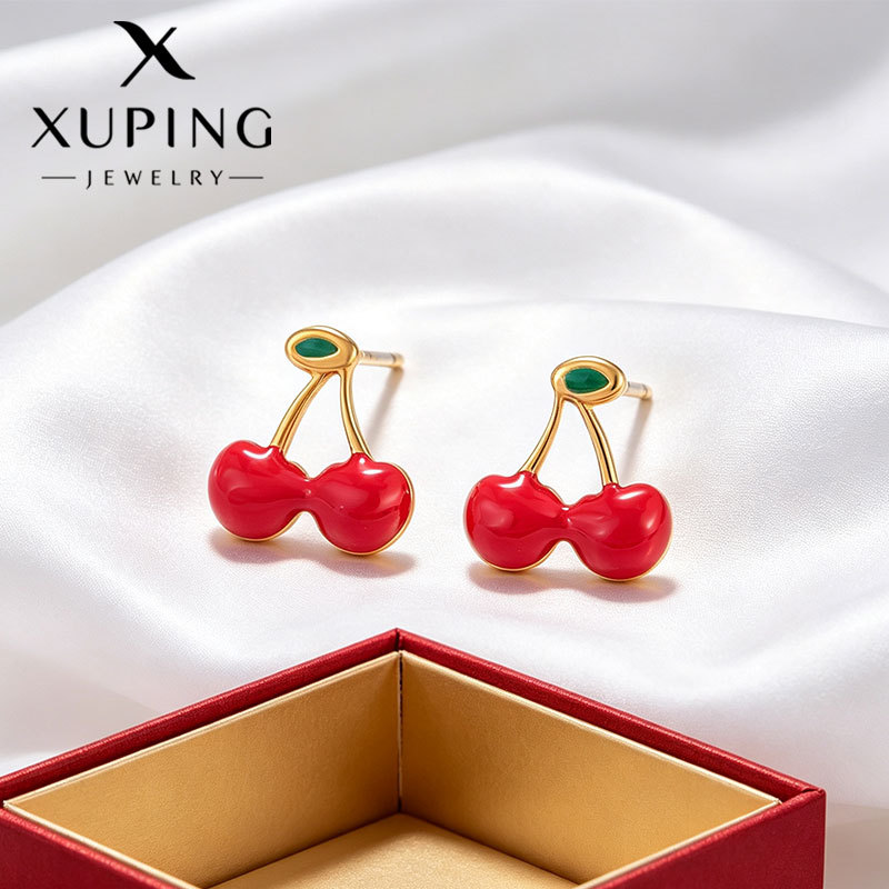 Aretes Broquel de Cereza en Acero Inoxidable 304 Galvanizado para Mujer image 8