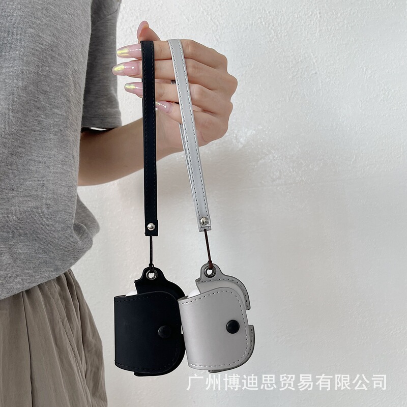 New Apple Bluetooth Headphone Set Airpods4 Model Protective Cover Handmade Skin Feeling Leather Portable Lanyard