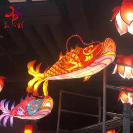 彩色大鱼国潮灯笼节日花灯餐饮门店装饰鱼形中式网红街景布置锦鲤
