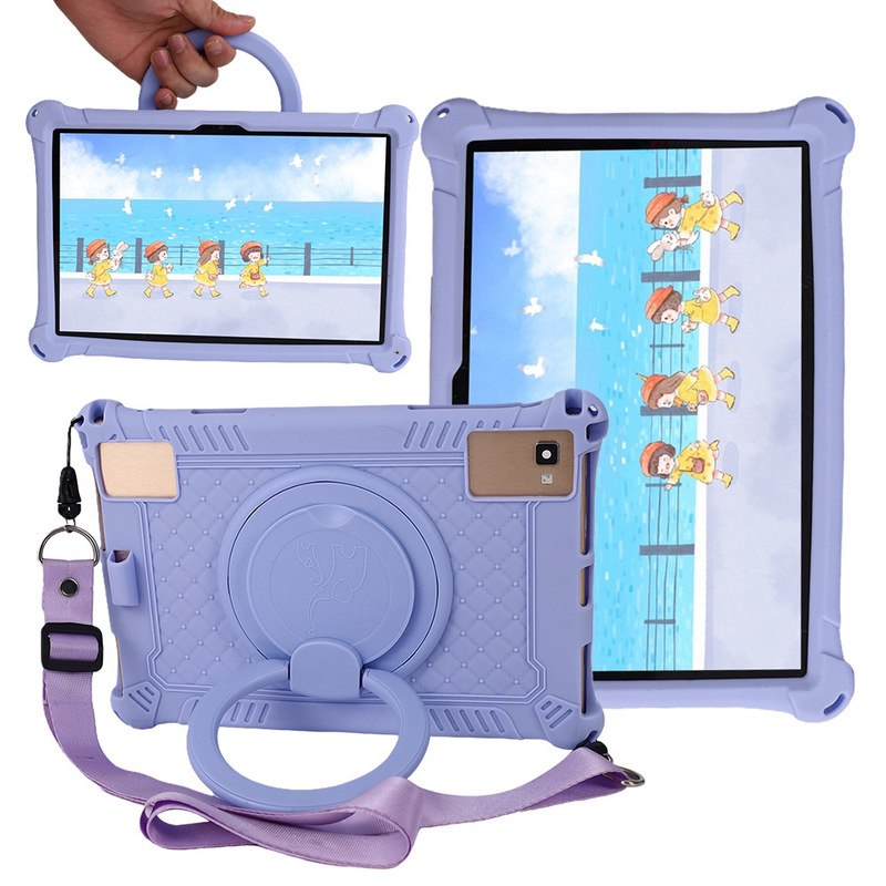 For TCL Tab 10s flat 9081X silicone protective case 10.1 inch 5G rotating portable protective case