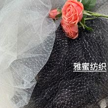 厂家直供锦纶无弹网纱竖条曲线点点银丝网布圆点童装汉服洛丽塔纱