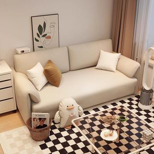 Elephant Ear Sofa for Small Apartments, Rental Homes, Living Room, Simple Style Fabric Straight Sofa, Cat Scratch-Resistant Leather