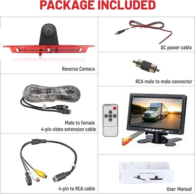 Vehicle camera | vision waterproof in-car reversing - 7inch-desktop-monitor-aviation-cable-high-position-reversing-camera