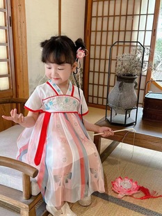 Hanfu Girls Summer 2023 New Antique dress Little Girl Tang Suit Children Super Fairy Ancient Dress Summer