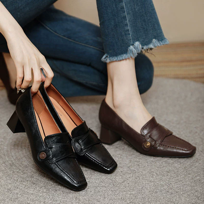 Маленькие кожаные туфли в британском стиле на высоком каблуке 2025 новые весенние и осенние женские туфли