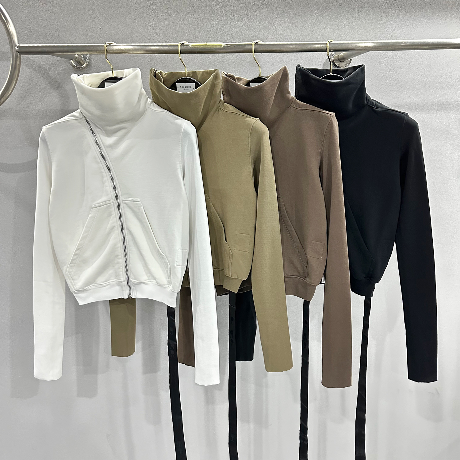 Dark-style hoodie jacket, 2026 spring/autumn new design, slim fit, zip-up stand collar, fleece women's hoodie jacket.
