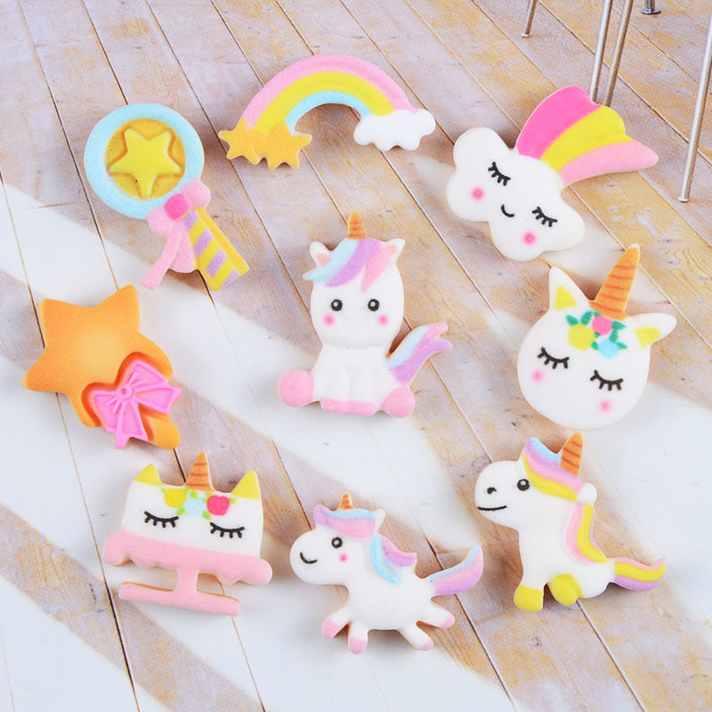 Colorful unicorn simulation cream glue mobile phone shell diy material package hairpin hair ring hair accessories resin accessories