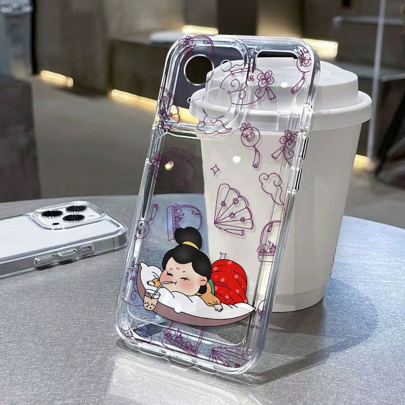 Protective Phone Case For IPhone 16 15 14 13 12 11 Pro Promax Plus Milk Tea Girl Apple 16 Fashion 14 All Inclusive 13 Anti-drop 12_voghion.com