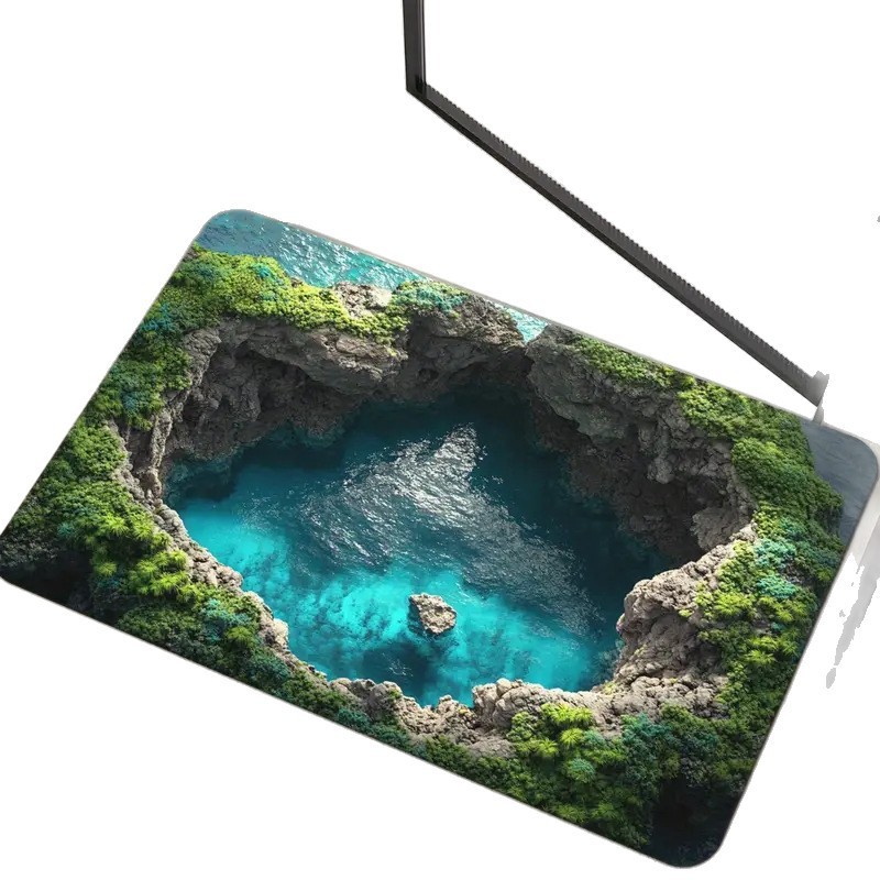 跨境3D立体浴室地垫视觉陷阱吸水速干防滑垫玄关易打理水晶绒地垫|undefined