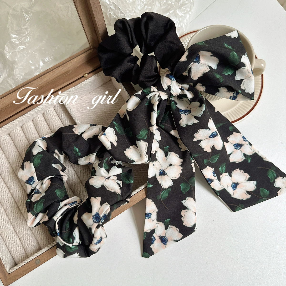Retro mountain tea, ponytail, hair rope, hair accessory, high-quality style, bright catchy style