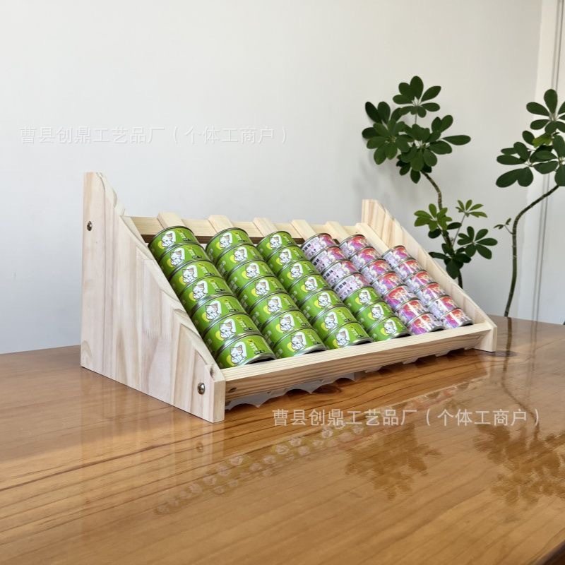 디스플레이 랙 나무 가정용 솔리드 우드 통조림 고양이 랙 디스플레이 랙 레드 와인 랙 스토리지 랙 스토리지 랙 통조림 과일 랙