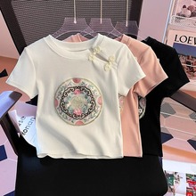 2024夏季女童T恤新中式儿童国风汉服短袖宽松打底衫宝宝上衣时髦